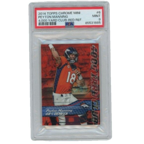 Peyton Manning PSA 9 2014 Topps Chrome Mini 4000 Yard Club Red Refractor - Picture 1 of 2